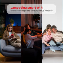 Carica l'immagine nel visualizzatore di Gallery, Hom-io | Lampadina Smart LED e27, WiFi-RGBW, 1055 lumen, Luce Dimmerabile, Multicolore RGB e Bianco 2700 K, Compatibile 