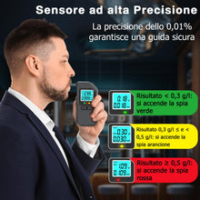 Carica l'immagine nel visualizzatore di Gallery, Dusefogo Etilometro Portatile Certificato, Professionale Alcol Test, Digitale Etilometro con Display Schermo LED, con 20