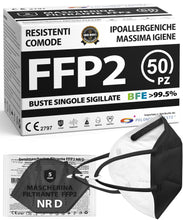 Carica l'immagine nel visualizzatore di Gallery, Polonord Adeste 50 Mascherine FFP2 nere NR D | Buste singole sigillate