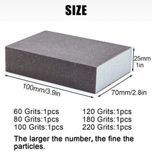 Carica l'immagine nel visualizzatore di Gallery, 6 pezzi Spugna Abrasiva, Grane 60/80/100/120/180/220 Diverse Spugnette Abrasive per legno Lavabile e Riutilizzabile per 