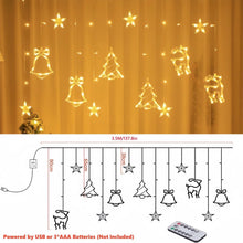 Carica l'immagine nel visualizzatore di Gallery, Lypumso Tenda Luminosa Natale, 3.5M Luci di Natale 8 Modalità, 120LEDs Catena Luminosa Natalizie Batteria/USB IP44 con Funzione di Timer, per Decorazioni Esterno/Interno, Finestra, Giardino, Balcone