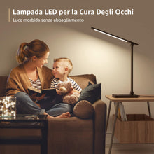 Carica l'immagine nel visualizzatore di Gallery, Lepro Lampada da Tavolo LED 15W, Lampada da Scrivania USB Ricaricabile, 3 Colori e 5 Livelli di Luminosità, Dimmerabile, Luce da Lettura Protezione degli Occhi per Ufficio, Camera, Nero