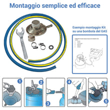 Carica l'immagine nel visualizzatore di Gallery, Crisalide® Kit Tubo Gas GPL Regolatore Attacco Verticale Variabile e Chiave – 1,5 m – Attacco Universale – Accessori Inc