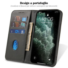 Carica l'immagine nel visualizzatore di Gallery, Mixroom - Custodia Cover Case a Libro Nero Per iPhone 13 Con Stand In Ecopelle Chiusura magnetica Formato Portafoglio Pa