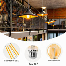 Carica l'immagine nel visualizzatore di Gallery, Aigostar Lampadina Vintage Edison LED E27 10W Equivalenti a 77W, Luce Calda 2200K, 1100Lm, CRI＞80, A60 Stile Vintage Lam