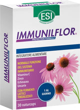 Carica l'immagine nel visualizzatore di Gallery, ESI - Immuniflor, Integratore Alimentare a Base di Fermenti Lattici e Vitamina C, Favorisce le Difese Immunitarie Contro i Malanni Tipici della Stagione Invernale, Senza Glutine, 30 Naturcaps