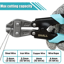 Carica l'immagine nel visualizzatore di Gallery, SHALL Mini tagliapasse, 210 mm/8 pollici Heavy Duty Wire Cutter, impugnatura ergonomica a due colori, serratura di sicur