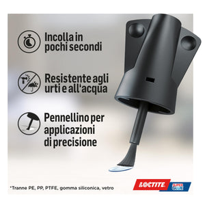 Loctite Super Attak Brush, Colla Liquida Trasparente con pennello, Super colla per applicazioni precise, Colla per legno, gomma, metallo, ceramica, legno, cuoio e pelle, 1x5g