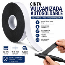 Carica l'immagine nel visualizzatore di Gallery, RASMACOR Nastro Autoagglomerante Nero 19 mm x 9,15 m Impermeabile