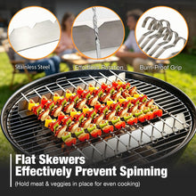 Carica l'immagine nel visualizzatore di Gallery, Set Spiedini Barbecue in Acciaio Inox, 30 Spiedini per Barbecue da 40cm e 2 Supporti a 9 Posizioni, Accessori Barbecue P