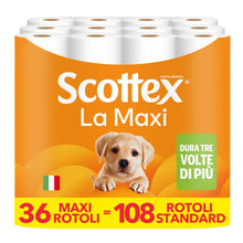 Carica l'immagine nel visualizzatore di Gallery, Scottex Carta Igienica La Maxi, Rotoli a Durata Tripla, 36 Maxi Rotoli