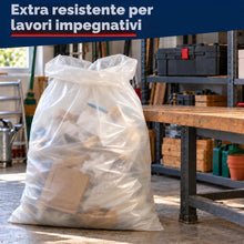 Carica l'immagine nel visualizzatore di Gallery, HOME It® Sacchi per rifiuti in LDPE extra resistenti, trasparenti, 50 µm, 870 × 1360 mm, 240 litri, 10 pezzi per rotolo,