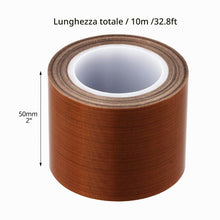 Carica l'immagine nel visualizzatore di Gallery, QWORK® Nastro Teflon 50mm x 10M - Nastro Adesivo Alte Temperature 300°C in Fibra di Vetro - 0.13 mm Spessore