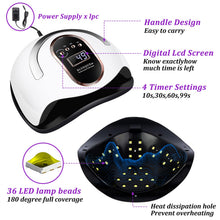 Carica l'immagine nel visualizzatore di Gallery, Lampada Unghie UV LED,72W Lampada UV Unghie Professionale per Manicure/Pedicure,4 Timers da 10s/30s/60s/90s,LCD Display Lampada per unghie per Gel Nail Polish Light