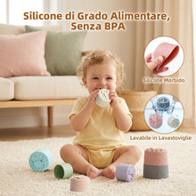 Carica l'immagine nel visualizzatore di Gallery, Cubi Impilabili Bambini Giocattoli per 6-12 Mesi, 7 Pezzi Montessori Costruzioni per Bambini Impilabile, Dentizione Neon