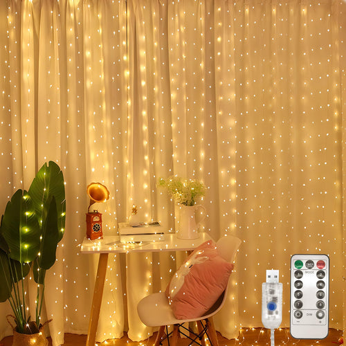Jsdoin Tenda Luminosa Natale,3.6x3m 360LED Tenda Luci Natale Interno,8 Modalità Luci Tenda Esterno Cascata Dimmerabile IP65 Impermeabile con Telecomando & Timer per Matrimonio, Feste (Bianco caldo)