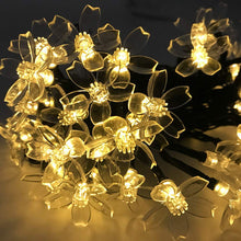 Carica l'immagine nel visualizzatore di Gallery, JZK 6.5m Impermeabile catena luminosa led solare da esterno interno fiore stringa lucine luci a LED bianco caldo per dec