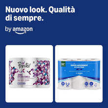 Carica l'immagine nel visualizzatore di Gallery, di Amazon Asciugamano da cucina super assorbente, 3 strati, 18 rotoli (6 confezioni da 3), 80 fogli per rotolo, certificato FSC