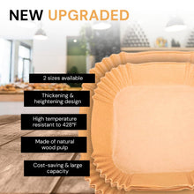 Carica l'immagine nel visualizzatore di Gallery, edihome, Carta Forno per Friggitrice ad Aria, BPA Free, Monouso, Adatto al Forno, da 5 a 8 litri (Quadrata, 20-24 cm)