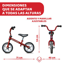 Carica l&#39;immagine nel visualizzatore di Gallery, Chicco Red Bullet Bicicletta Bambini Senza Pedali 2-5 Anni, Bici Senza Pedali Balance Bike per l&#39;Equilibrio, con Manubrio e Sellino Regolabili, Max 25 Kg, Rosso - Giochi Bambini 2-5 Anni