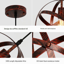 Carica l'immagine nel visualizzatore di Gallery, DELIPOP Lampadario a Sospensione E27, Vintage Lampada da Soffitto Globo