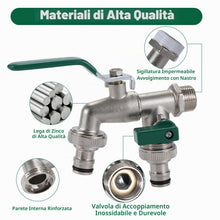 Carica l'immagine nel visualizzatore di Gallery, Rubinetto Giardino, Rubinetto Doppio Giardino con Attacco da 1/2 e 3/4 di Pollice, Rubinetto da Giardino Antiruggine e R