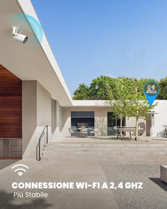 ieGeek 2K Telecamera Wi-Fi Interno/Esterno Senza Fili a Batteria, Videocamera di Sorveglianza a Faretti con Visione Notturna a Colori, Allarme con Rilevazione PIR, Sirena,Audio a 2 Vie,IP65