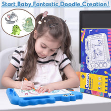 Carica l'immagine nel visualizzatore di Gallery, Dinosauro Lavagna Cancellabile Magnetica Giochi Bambini 2 3 4 5 Anni, Lavagnetta Magica Cancellabili Gioco Educativi e Regalo per Bimbo Bambina 2-5 Anni, 4 Zona Colore 3 Stampini 1 Penna, Blu