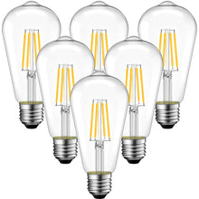 Carica l'immagine nel visualizzatore di Gallery, ANWIO Lampadine di Filamento a LED Attacco E27,4W Equivalente a 40W, 470Lumen,Luce Bianca Calda 2700K,Forma ST64 Edison 