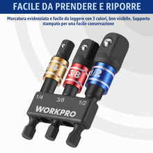 Carica l'immagine nel visualizzatore di Gallery, WORKPRO Set 3 Adattatori per Bussole 1/4", 3/8" e 1/2"