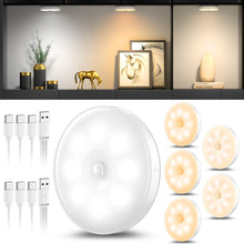 Carica l'immagine nel visualizzatore di Gallery, 6 Luci Notturne con Sensore di Movimento, Luce LED Ricaricabile USB, Illuminazione per Armadio, 3 Modalità, Sensore di M