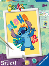 Carica l'immagine nel visualizzatore di Gallery, Ravensburger - CreArt Serie D, Aloha Stitch, Dipingere con i Numeri, Kit Pittura Bambini, Cornice Inclusa, Gioco Educativo, Idea Regalo Bambino e Bambina 9+ Anni, 18x13 cm