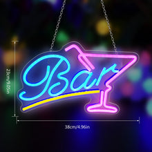Carica l'immagine nel visualizzatore di Gallery, Targa da bar illuminata, targa al neon a LED, targa personalizzata, targa al neon cocktail, USB, rosa blu, targa al neon