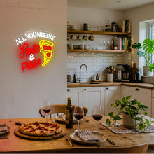Carica l'immagine nel visualizzatore di Gallery, All You Need Is Love &amp; Pizza Insegna Led Pizza Lampada Neon USB Dimmerabile Insegna al Neon Decorazione Letter Insegne L