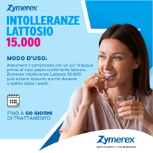 Carica l'immagine nel visualizzatore di Gallery, Zymerex INTOLLERANZE LATTOSIO 15.000 | 60 compresse | Digestione | Lattasi 15000 ALU | Enzima Lattasi PURO | Confezione 