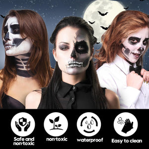Trucchi Halloween, Trucco Halloween Bambini Adulti, Halloween Trucco Make Up, Trucco Bianco Nero Rosso per Viso Corpo Halloween, Truccabimbi Set per Halloween Carnevale Feste