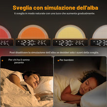 Carica l'immagine nel visualizzatore di Gallery, Sveglia con luce, sveglia con luce Wake Up, macchina bianca del rumore, lampada da comodino, lampada da tavolo touch dim