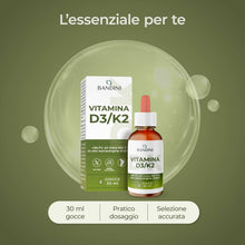 Carica l'immagine nel visualizzatore di Gallery, Bandini® Vitamina D3 K2 Gocce, in Olio Extra Vergine di Oliva EVO,