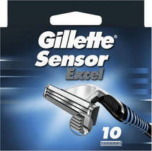 Carica l'immagine nel visualizzatore di Gallery, Gillette Sensor Excel, Confezione da 10 Lamette da Barba di Ricambio, Rivestimento in Cromo per Lame che Durano a Lungo