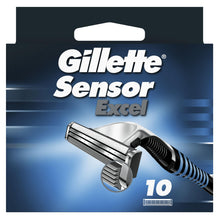 Carica l'immagine nel visualizzatore di Gallery, Gillette Sensor Excel, Confezione da 10 Lamette da Barba di Ricambio, Rivestimento in Cromo per Lame che Durano a Lungo