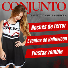 Carica l'immagine nel visualizzatore di Gallery, Vestiti Halloween Bambina Cheerleader Zombie, Vestito e Pon Pon, 7-12 anni