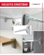 Carica l'immagine nel visualizzatore di Gallery, Gedotec Design Reggimensola in vetro - Argento opaco | 2 pezzi - staffa reggimensola per carichi pesanti | PINOCCHIO | m