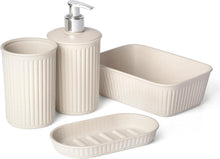 Carica l'immagine nel visualizzatore di Gallery, TATAY Set di 4pcs da Appoggio per Bagno (Bicchiere, Dispenser di Sapone