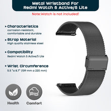 Carica l'immagine nel visualizzatore di Gallery, Cinturino Metallo Compatibile con Redmi Watch 5 Active/Redmi Watch 5 Lite, Regolabile Acciaio Inossidabile Braccialetto,