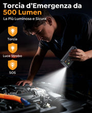 Carica l'immagine nel visualizzatore di Gallery, Avviatore Batteria Auto 5000A, Avviatore di Emergenza per Auto/Moto (Fino a 9.0L Gas/8.5L Diesel) 12V Booster Avviamento con Torcia a LED, Ricarica Rapida, Cavi Avviamento, Compatto (5000A)