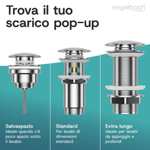 Carica l'immagine nel visualizzatore di Gallery, Engelbach® Piletta lavabo senza troppopieno – Scarico Click Clack con 3 guarnizioni – Valvola di scarico universale per 