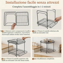 Carica l'immagine nel visualizzatore di Gallery, Romon Porta Spezie Per Cucina a 2 Livelli in Acciaio Al Carbonio Nero, Mensola Da Piano Con Grande Capacità Salvaspazio, Multifunzione per Piano Cucina, Scrivania e Angolo Caffè