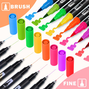 Hethrone Pennarelli a Doppia Punta Brush Pen Lettering 100 Colori Punta Fine 0,4 mm e Punta a Pennello per Libri da Colorare, Calligrafia, Scrittura e Progetti Artistici (100 Nero Hethrone Pennarelli a Doppia Punta Brush Pen Lettering 100 Colori Punta Fine 0,4 mm e Punta a Pennello per Libri da Colorare, Calligrafia, Scrittura e Progetti Artistici (100 Nero