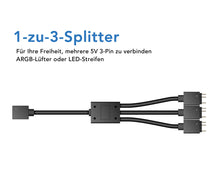 Carica l'immagine nel visualizzatore di Gallery, EZDIY-FAB Convertitore RGB,12V RGB a 5V ARGB Transfer Hub con Splitter a 3 vie,Scheda Madre con 12V 4 Pin Header può Controllare 5V ADD-RGB Prodotti,Built-in 50 Modalità di Colore