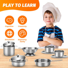 Carica l'immagine nel visualizzatore di Gallery, Auauraintt 17 Pezzi Accessori da Cucina Per Bambini, Set Cucina Bambini
